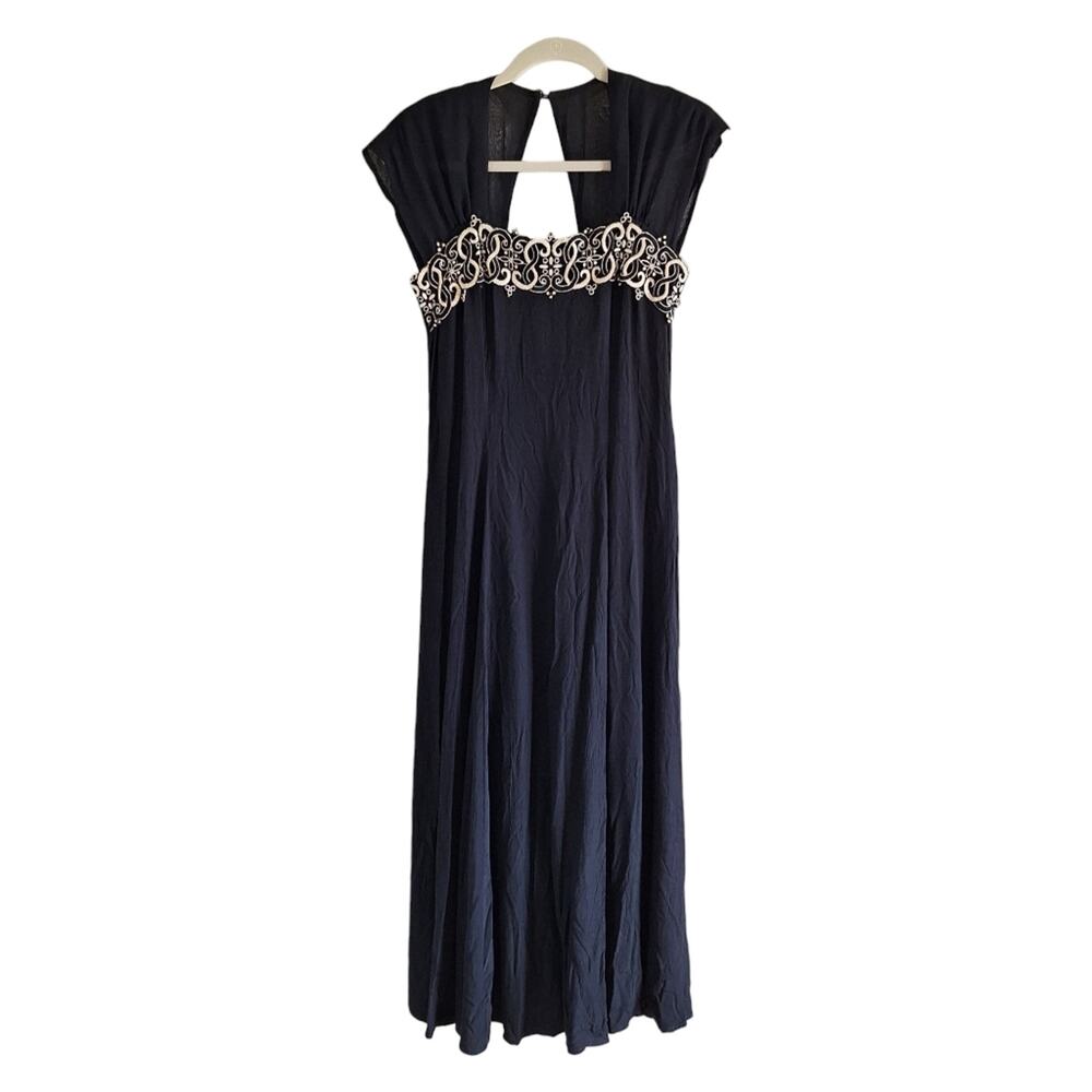Vintage CL Carole Little Black Formal Dress w Ivory Detail
